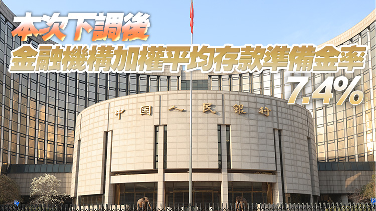 人行：9月15日下調(diào)金融機構(gòu)存款準備金率0.25個百分點