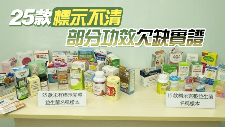 消委會(huì)：40款益生菌補(bǔ)充劑中2款不宜供人類食用