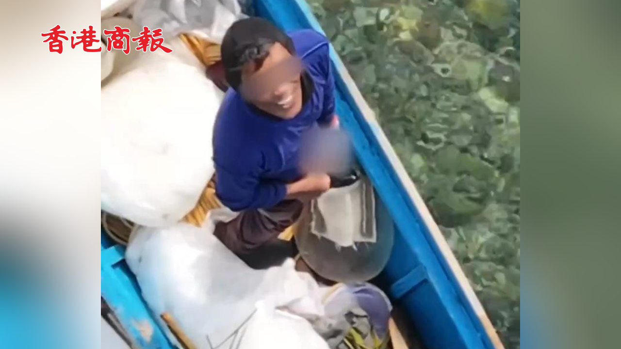 有片｜憤怒！菲律賓漁民非法登陸黃巖島 竟向?yàn)a湖傾倒垃圾